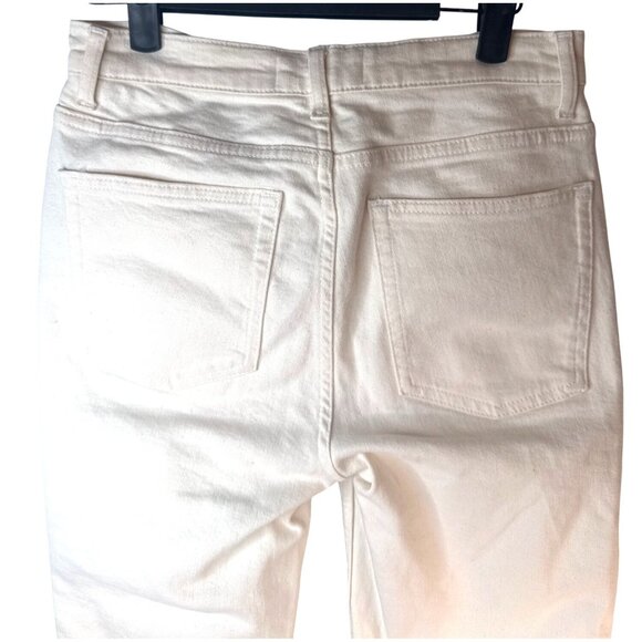 ZARA Womens Size 2 Ecru Straight Leg Jeans High Rise Raw Hem Flare - Picture 9 of 13